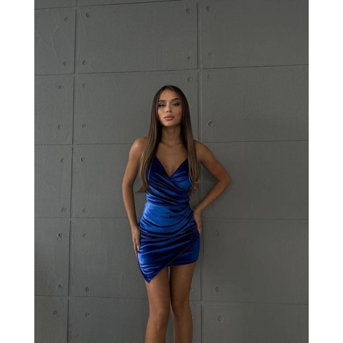 Королевское яркое, бархатное мини-платье 