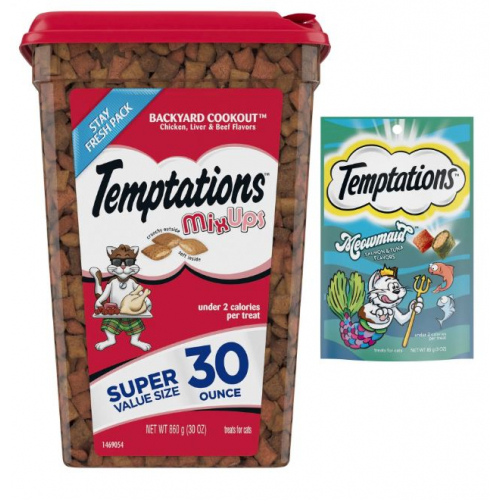 Набор лакомств для кошек: мягкие и хрустящие, с ароматом барбекю, лососем и тунцом — (860 г)