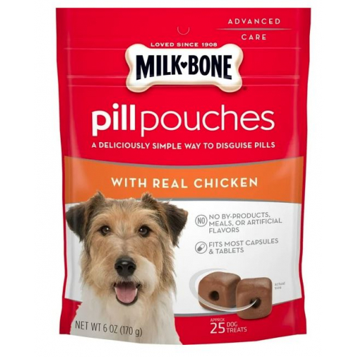Milk-Bone Pill Pouches с настоящим куриным мясом, лакомство для собак, 170 г