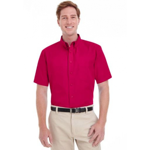 Джинсовая розовая рубашка с коротким рукавом