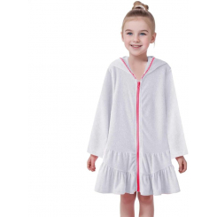 Детская пляжная накидка из хлопкового трикотажа с капюшоном и молнией