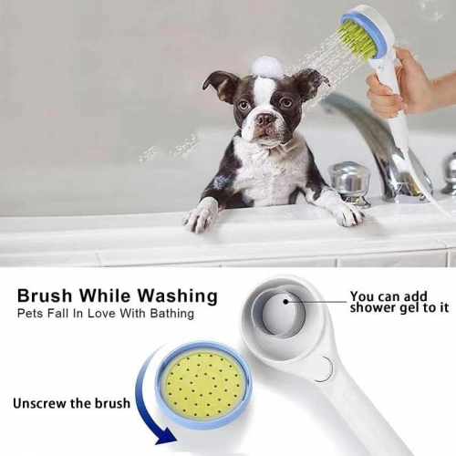 Универсальный душевой распылитель для домашних животных 3-в-1 — массаж, купание и удаление шерсти, с насадкой и переключателем