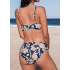 Женский двухчастный купальник с глубоким V-образным вырезом, реверсивный с пейсли-принтом для стильного и универсального пляжного образа.