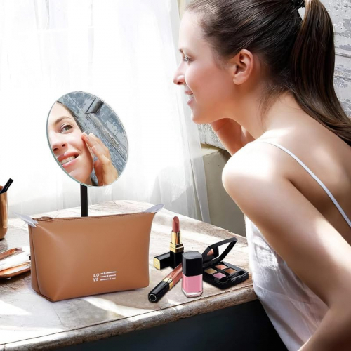 Универсальная косметичка-органайзер в стильных конфетных оттенках, 22×20 см, бежевая