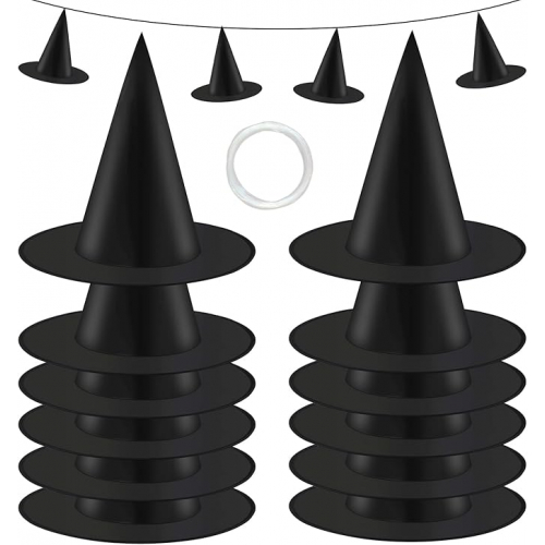 Декоративная шляпа ведьмы из чёрной оксфордской ткани, складная, с верёвкой для подвешивания — для Хэллоуина, костюмированных вечеринок и украшения интерьера