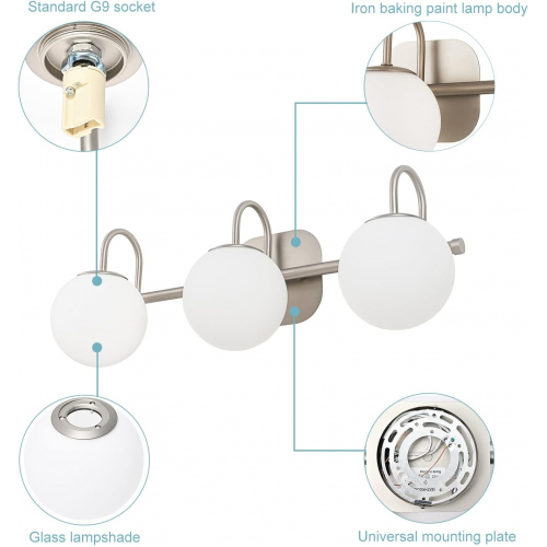 Современные настенные светильники с матовым стеклом и никелевым покрытием — для ванной, кухни, прихожей, зеркальных шкафов и других помещений