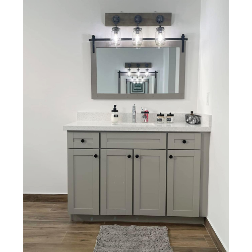 Деревенский стильный 3-светильник-кувшин Mason с деревянной отделкой — настенное освещение для ванной комнаты, внутреннее использование, простая установка