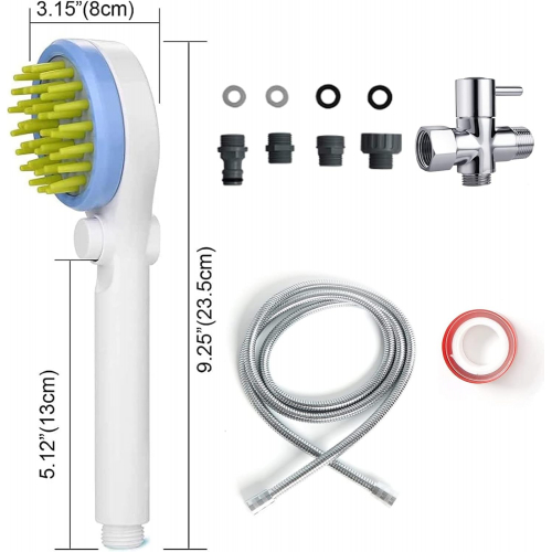 Универсальный душевой распылитель для домашних животных 3-в-1 — массаж, купание и удаление шерсти, с насадкой и переключателем
