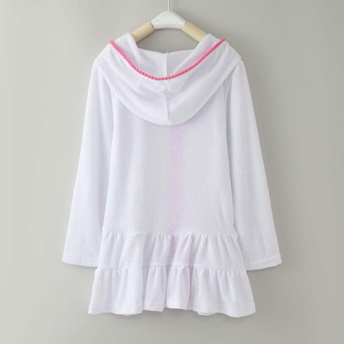 Детская пляжная накидка из хлопкового трикотажа с капюшоном и молнией