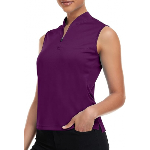 Женская безрукавная гольф-поло с защитой UPF 50+ и влаговыводящим эффектом