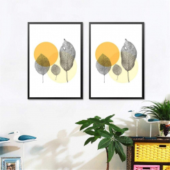 Современная роспись с растительным узором для гостиной в вертикальном формате