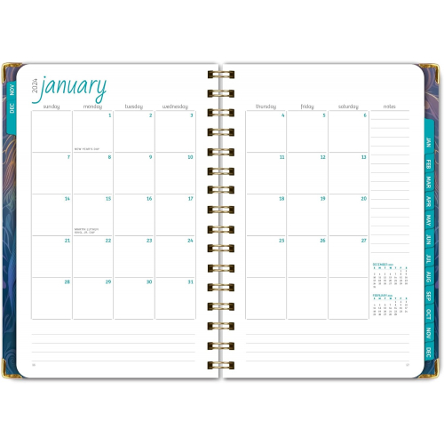 Планер 2024 с твердым переплетом "Pastel Peacock", А5