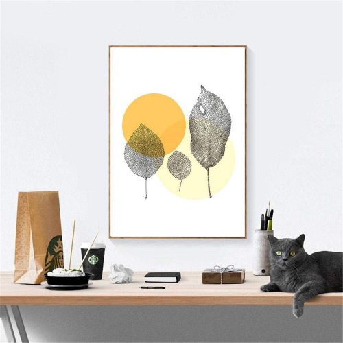 Современная роспись с растительным узором для гостиной в вертикальном формате