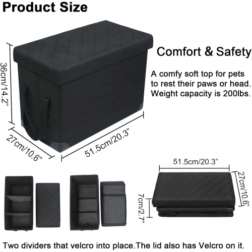 Расширитель автомобильного сиденья для собак с жёстким каркасом, нескользящим основанием и дополнительными отделениями для хранения