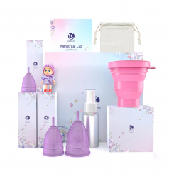 Многоразовая менструальная чаша LUCOOLIFE — комплект из 3 чаш, силиконовые чаши для женщин, фиолетовый цвет, комфорт и защита в любой ситуации