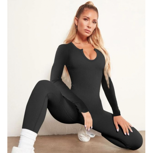 Женский облегающий спортивный комбинезон для йоги OQQ — длинный рукав, универсальный для тренировок