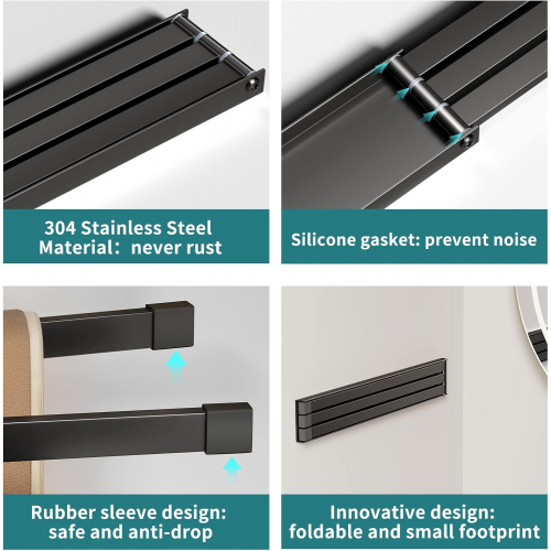 Складная вешалка для полотенец с вращающимися перекладинами, из нержавеющей стали 