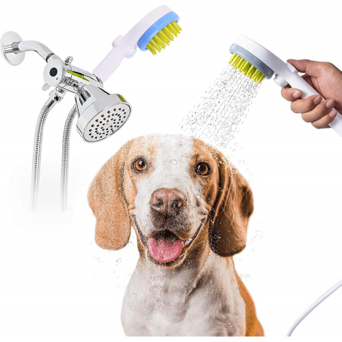Универсальный душевой распылитель для домашних животных 3-в-1 — массаж, купание и удаление шерсти, с насадкой и переключателем