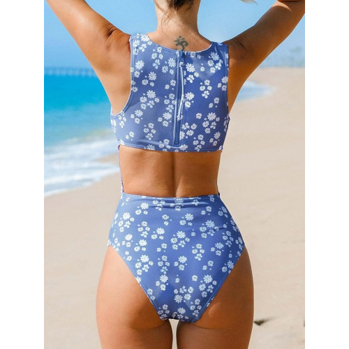 Купальник для женщин с высоким воротником и застежкой-молнией сзади