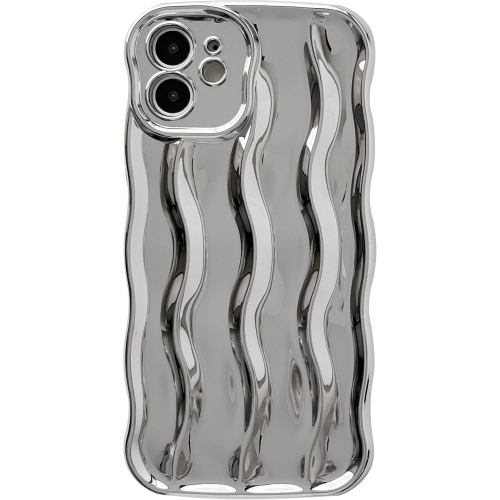 Чехол для iPhone 12 с мягкой рамкой и узором «Серебристая водная рябь»  