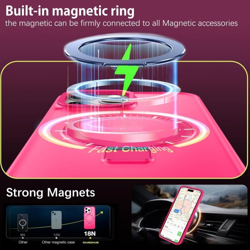 Чехол DUEDUE для iPhone 12 Pro Max с магнитом и поддержкой MagSafe, полный защитный корпус с функцией подставки, тонкий ударопрочный чехол, розовый