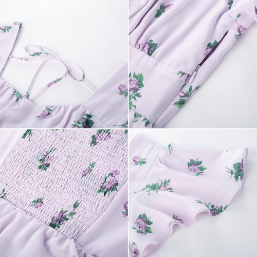 Женственное летнее платье с цветочным принтом и квадратным вырезом