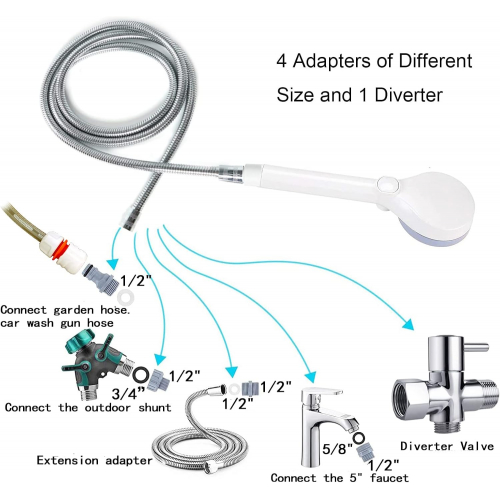 Универсальный душевой распылитель для домашних животных 3-в-1 — массаж, купание и удаление шерсти, с насадкой и переключателем