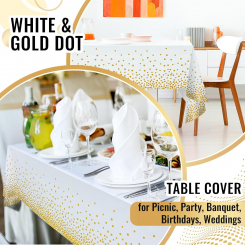 Пластиковая скатерть в рулоне с золотистым принтом, влагостойкая и многоразовая