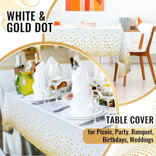 Пластиковая скатерть в рулоне с золотистым принтом, влагостойкая и многоразовая