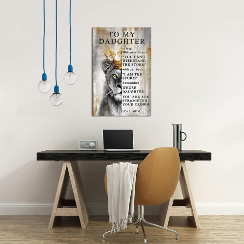 Картина на холсте "Король Лев с короной" для дочери с мотивационной цитатой