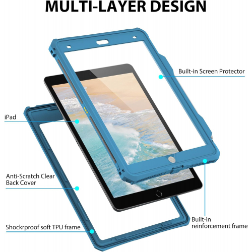 Противоударный водонепроницаемый чехол с подставкой и ремнём для iPad 7-го, 8-го и 9-го (2019–2024)