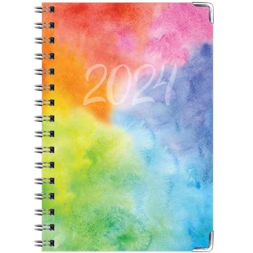 Твердый переплет 2024 планнер, примерно 14 см x 20,3 см, ежедневник с недельным и месячным разметкой