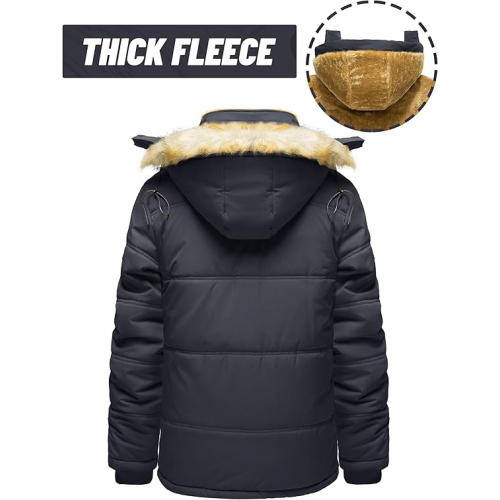 Двухрядная зимняя куртка с металлическими пуговицами и съемным капюшоном