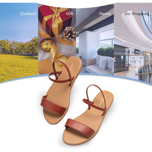 Женские сандалии с ремешком на щиколотке и эластичной плоской подошвой