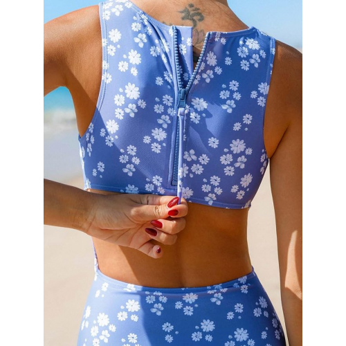 Купальник для женщин с высоким воротником и застежкой-молнией сзади