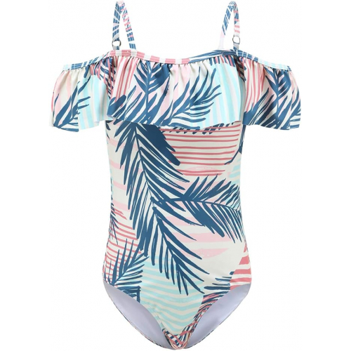 Купальник для девочек с двумя бретельками и ярким цветочным узором