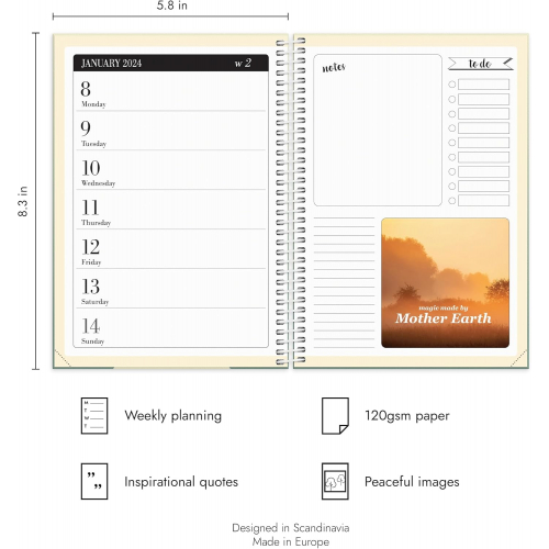 Планер на 2024 год A5 с фокусом на будущее и климат — вдохновляющий ежедневник для организации жизни