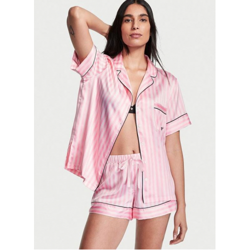 Сатиновая пижама, розовая