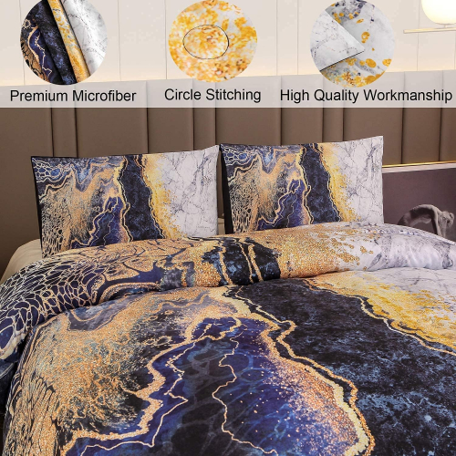 Лёгкий всесезонный комплект постельного белья с эффектом мрамора, 3 предмета — размер King, 260×230 см