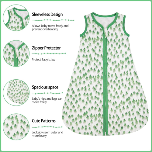 Детский спальный мешок из 100% хлопка с принтом «Зелёное дерево»