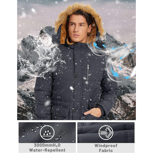 Двухрядная зимняя куртка с металлическими пуговицами и съемным капюшоном