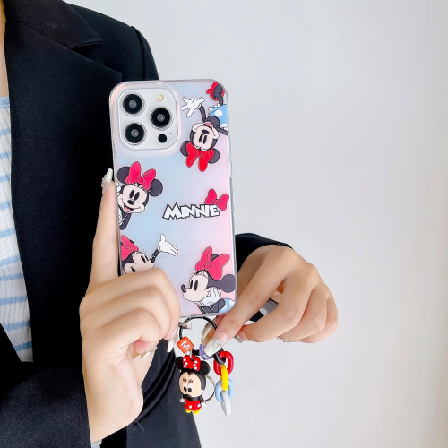 Чехол iFiLOVE для iPhone 15 с подвеской Минни, защитный чехол с лазерным матовым эффектом 