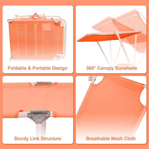 Раскладной пляжный шезлонг с регулируемым солнцезащитным козырьком Northroad