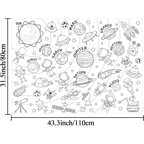 Огромный раскраски постер «Космос» для детей, настольная раскраска, активити-бумага, художественные поделки, для класса, дома, в подарок, для дня рождения, вечеринок и украшений.