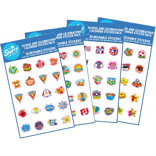 Набор повторно используемых стикеров для детей "Учебный календарь", на английском