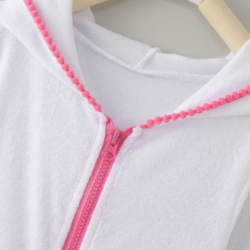 Детская пляжная накидка из хлопкового трикотажа с капюшоном и молнией