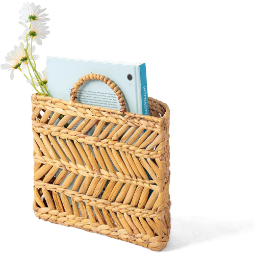 Подвесной кашпо из натуральной лозы с резервуаром для воды – 30×13 см