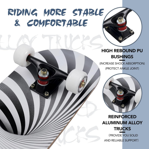 Скейтборд из канадского клена с алюминиевой подвеской, для детей и взрослых