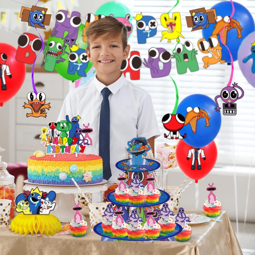 Тематический набор для вечеринки: многоуровневая подставка для капкейков, украшения и декор для дня рождения детей, 3-уровневая десертная стойка для игр и подарков