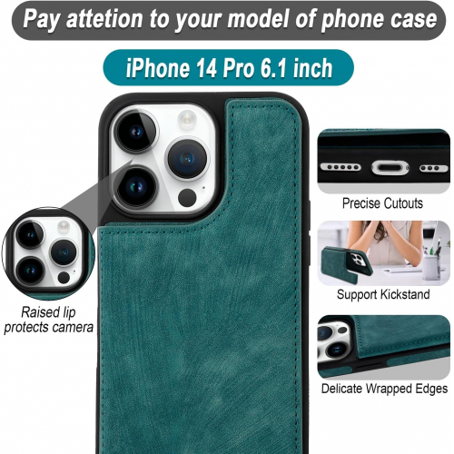 Чехол-книжка PYTWOPY для iPhone 15 Pro Max из веганской кожи с держателем карт, подставкой и магнитным креплением, защита с RFID-блокировкой и магнитной застёжкой